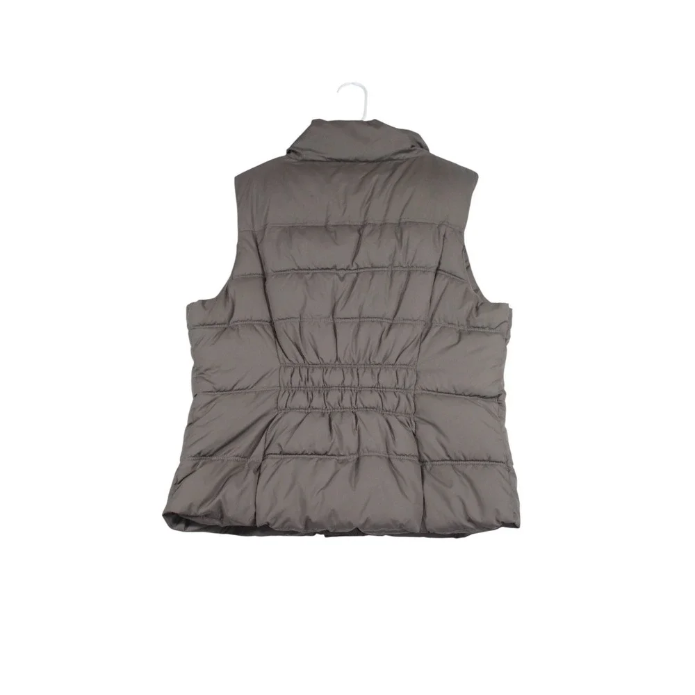 Gap Puffer Vest Womens Large Taupe Brown Lined Full Zip Mock Neck Winter Outdoor
